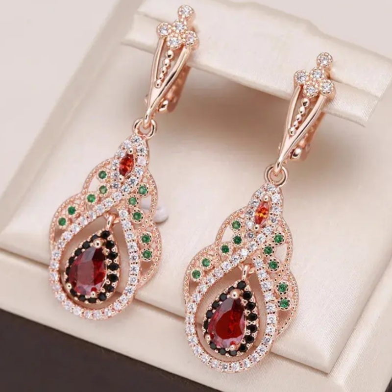 Vintage Item - Magnifiques boucles d'oreilles pendantes en zircone