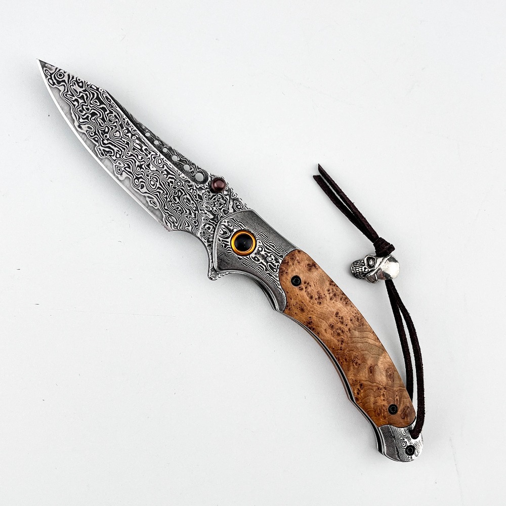 Vintage Collectible Knife - Couteau pliant à motif Damas haute