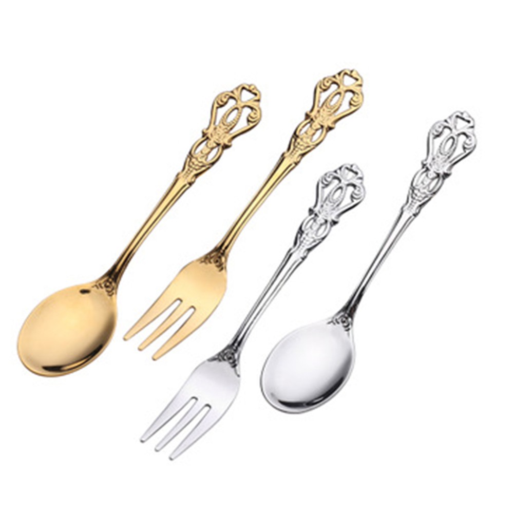Vintage Collectible Spoons - 1 Paire de Couverts Vintage Dorés