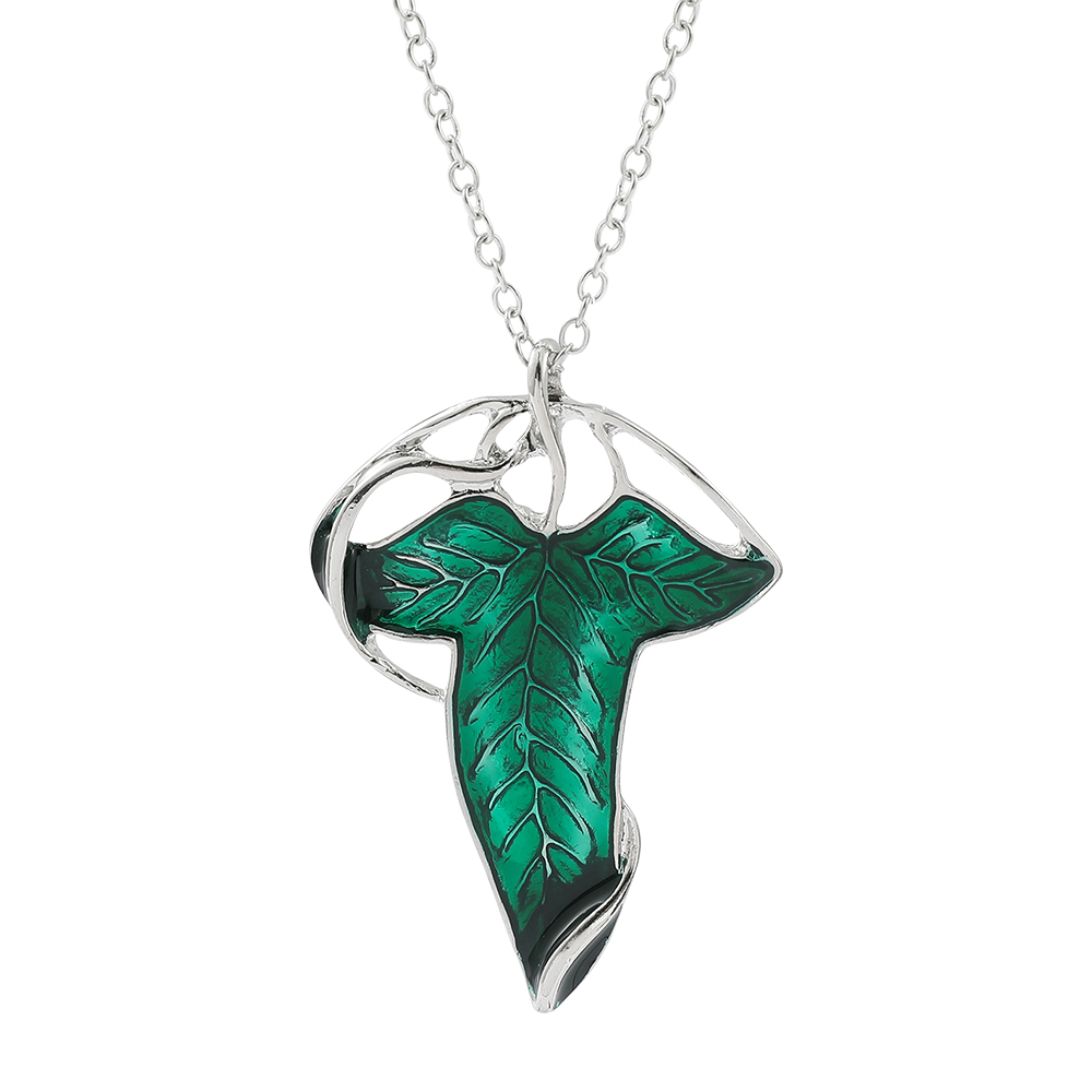 Vintage Item - Collier pendentif feuille verte vintage, bijou